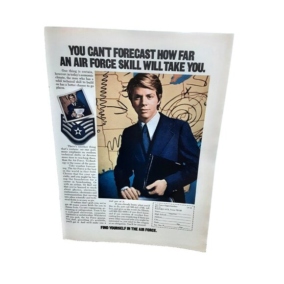 1973 U.S. Air Force Print Ad Forecast Skills Vintage Military Recruiting - Picture 1 of 1